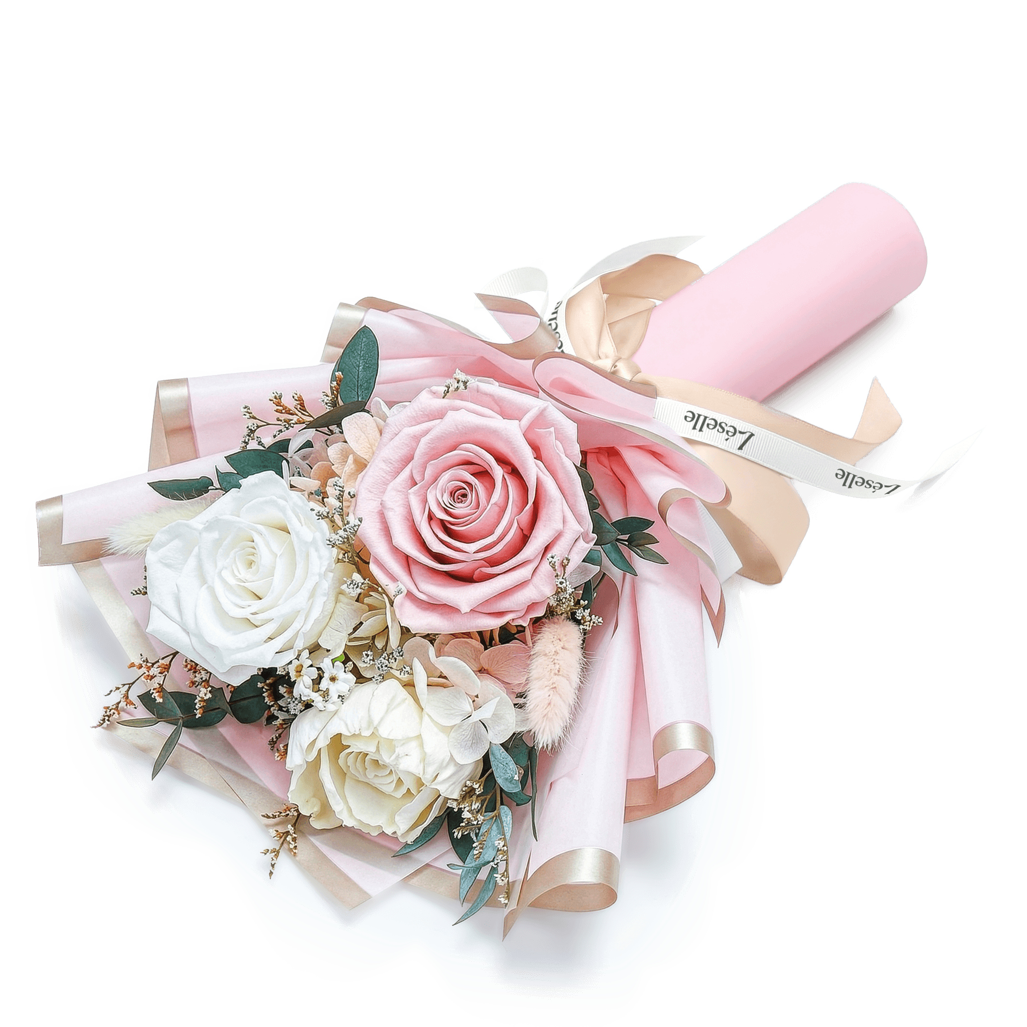 迷你永生花束 - 粉紅玫瑰