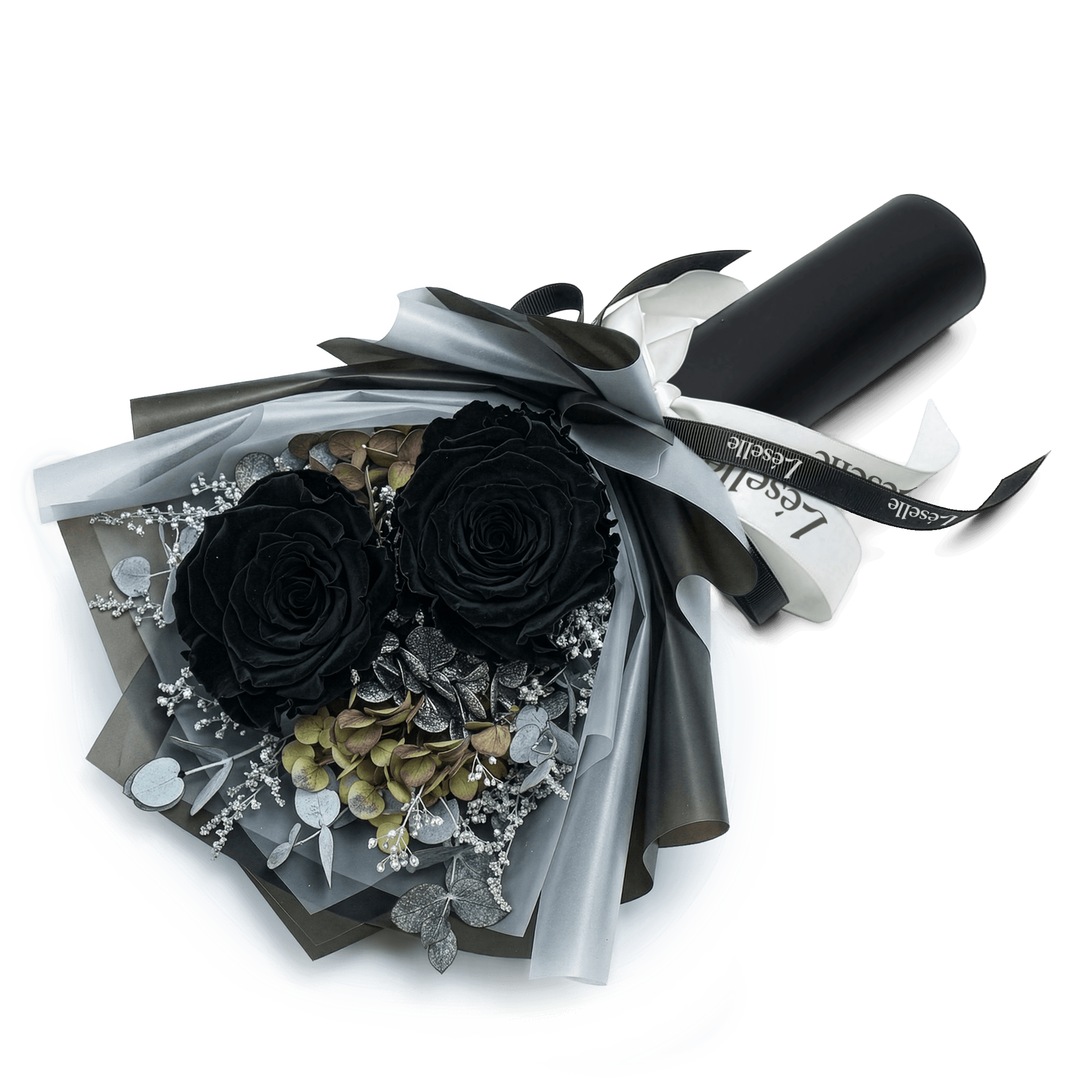 迷你永生花束 - 經典黑玫瑰