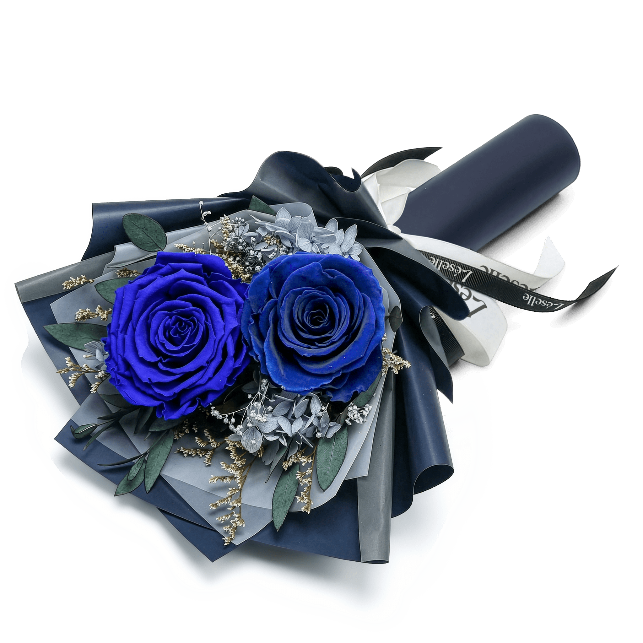 迷你永生花束 - 寶石藍玫瑰