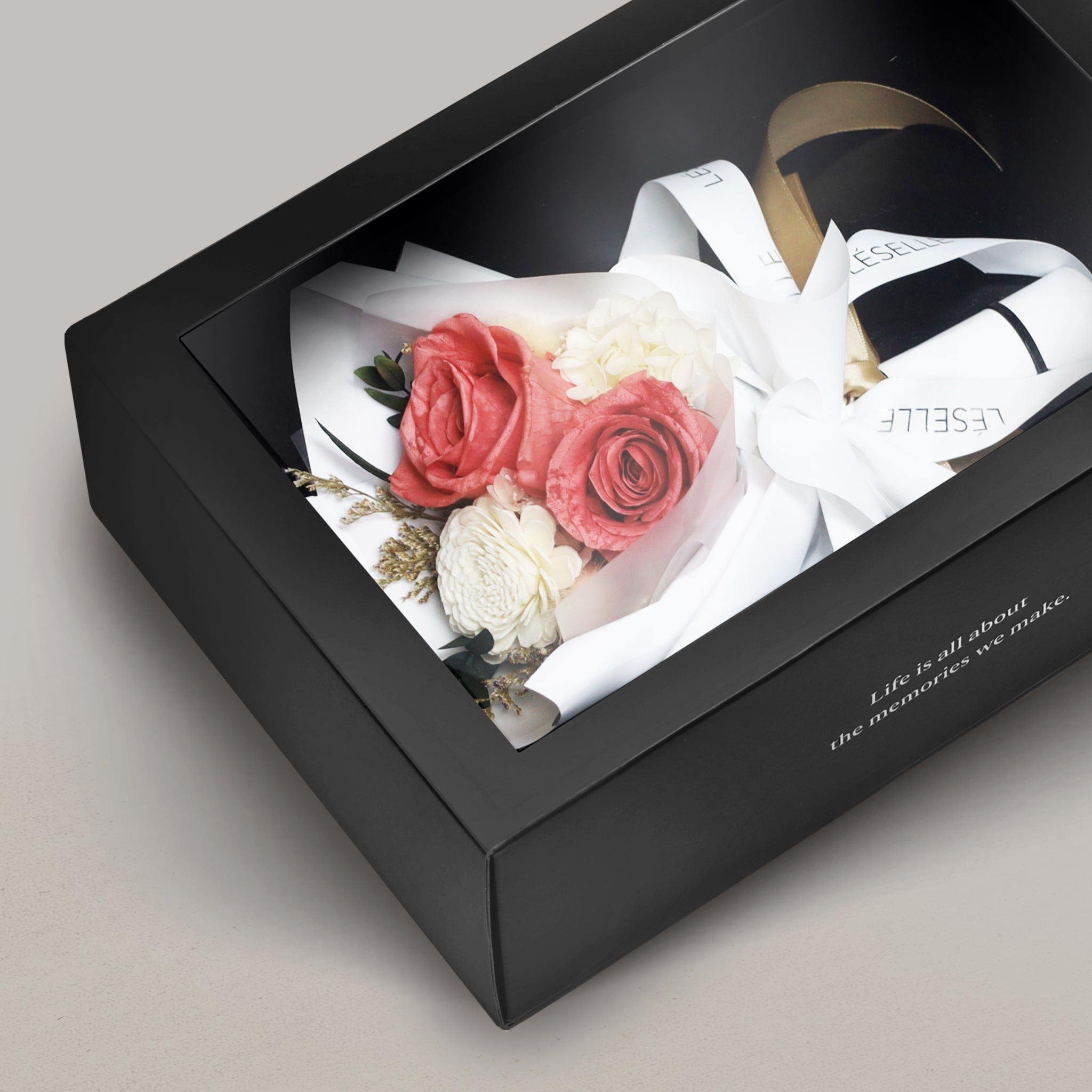 迷你永生花束 - 咖啡紅玫瑰