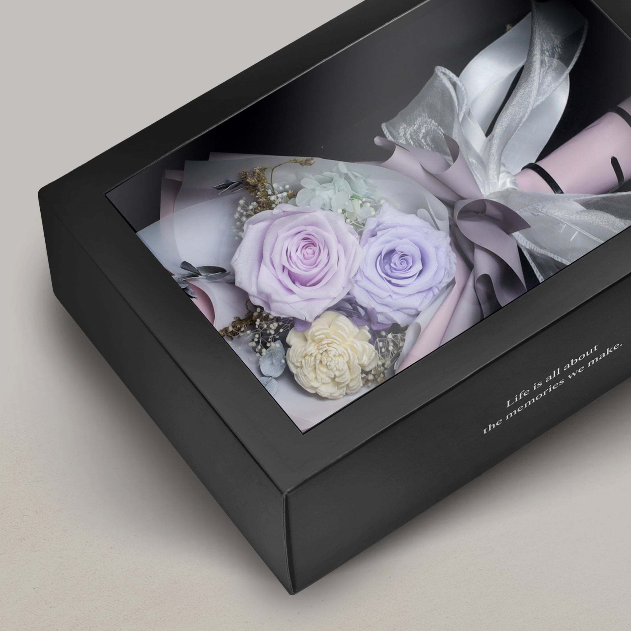 迷你永生花束 - 薰衣草紫玫瑰