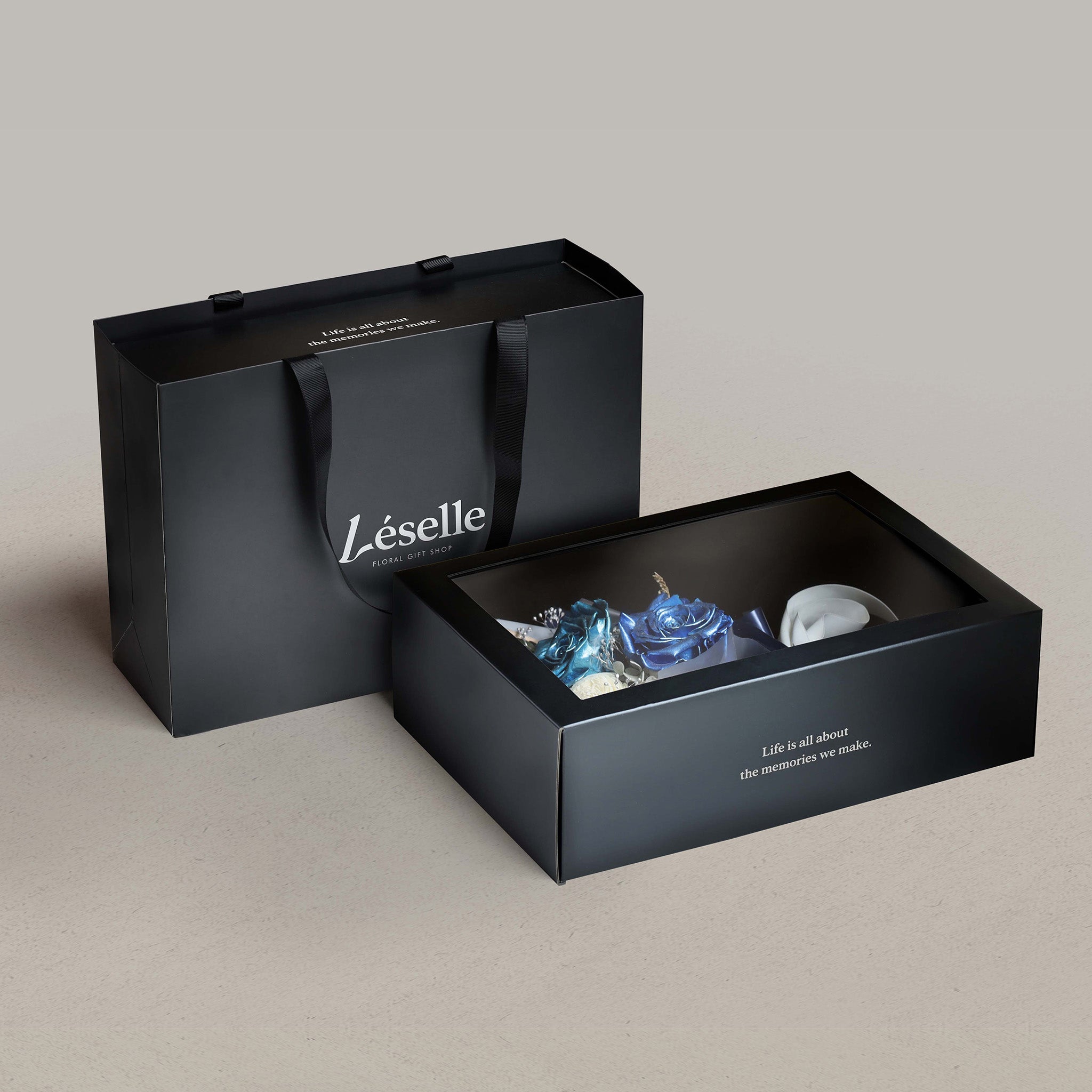 迷你永生花束 - 金屬藍玫瑰