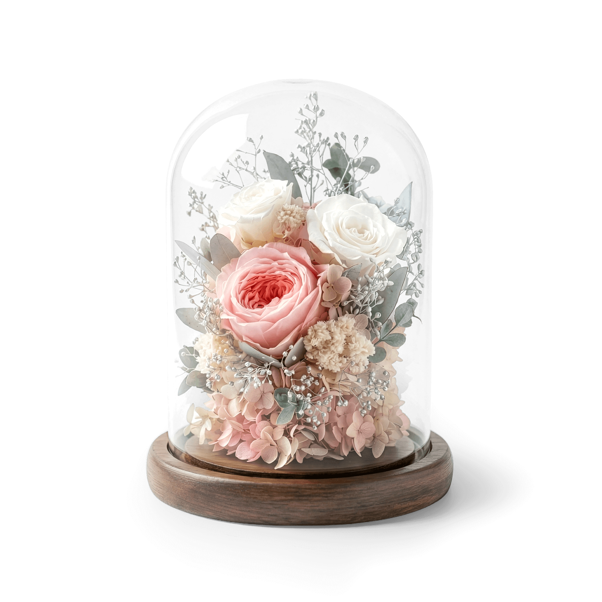 永生花擺設玫瑰款 - 白色／香檳色（L）