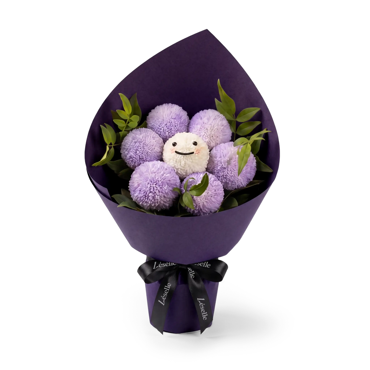 丁香紫微笑乒乓菊花束