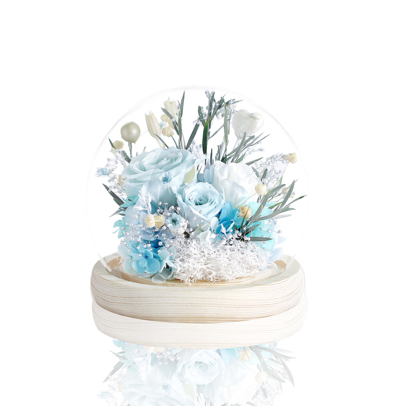 Preserved Rose Glass Ball - Baby Blue