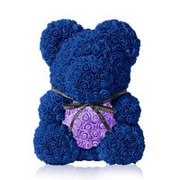 Handmade Rose Bear - Royal Blue