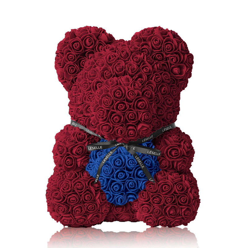 Handmade Rose Bear - Burgundy