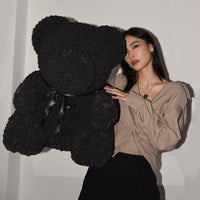 Giant Handmade Rose Bear - Ebony Black
