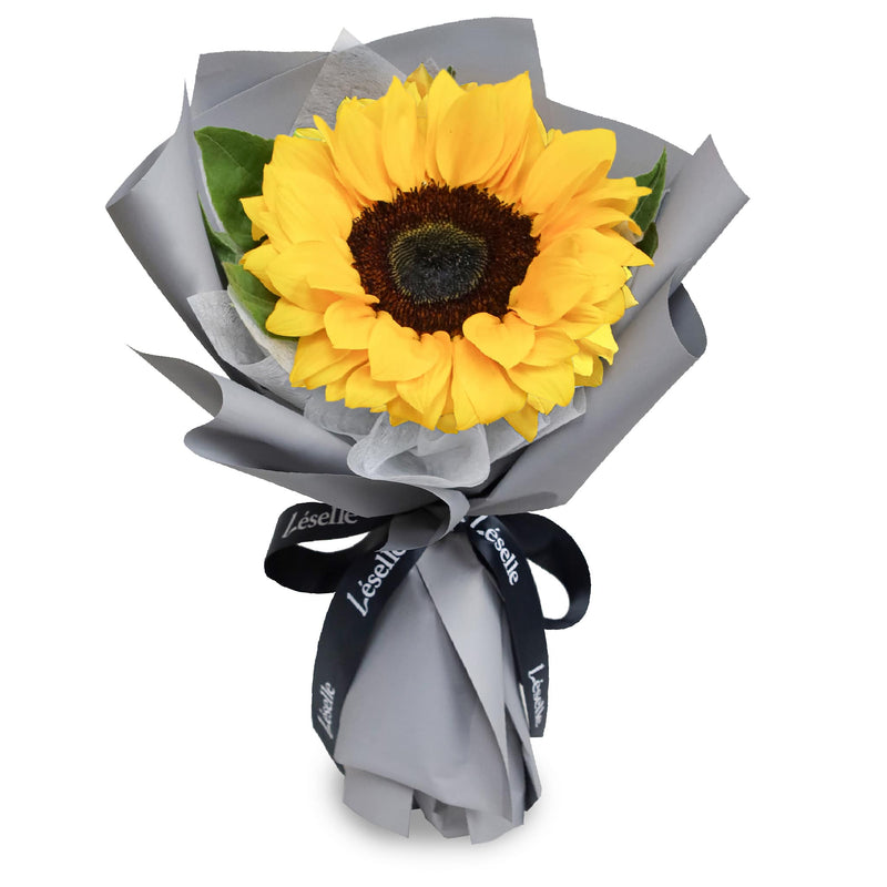 Fresh Flower Bouquet - Classic Sunflower (S) - Grey Wrapper