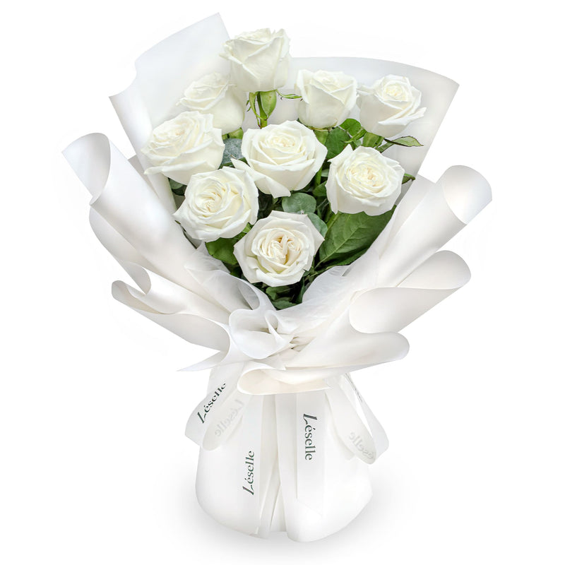 Fresh Flower Bouquet - Vanilla White Roses - 9/11 Roses