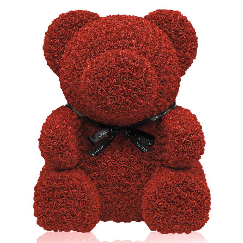 Giant Handmade Rose Bear - Vivid Red