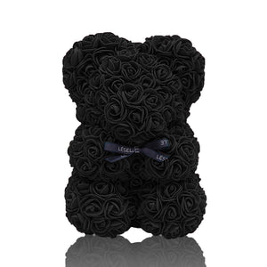 Mini Handmade Rose Bear - Black