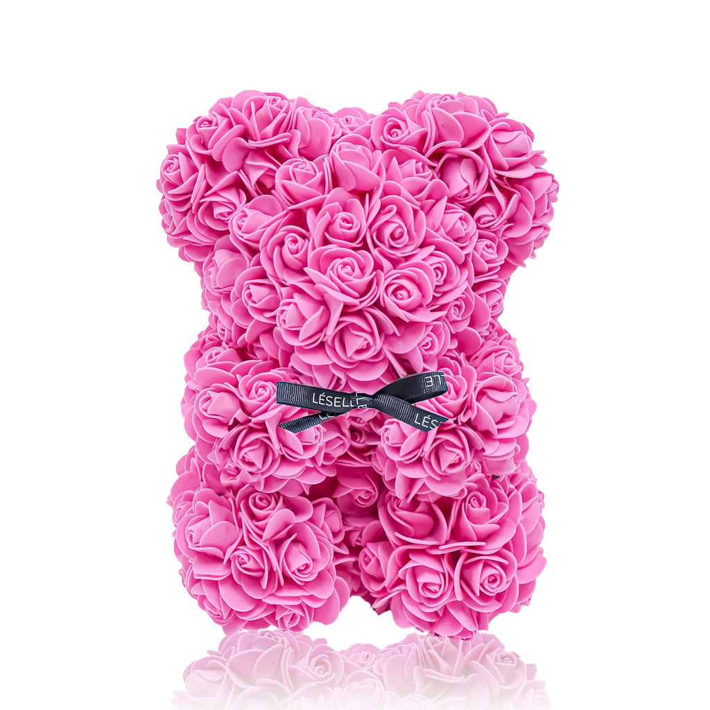 Mini Handmade Rose Bear - Fuschia Pink