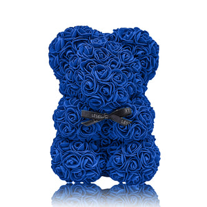 Mini Handmade Rose Bear - Royal Blue