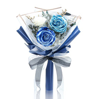 Mini Preserved Rose Bouquet - Metallic Blue
