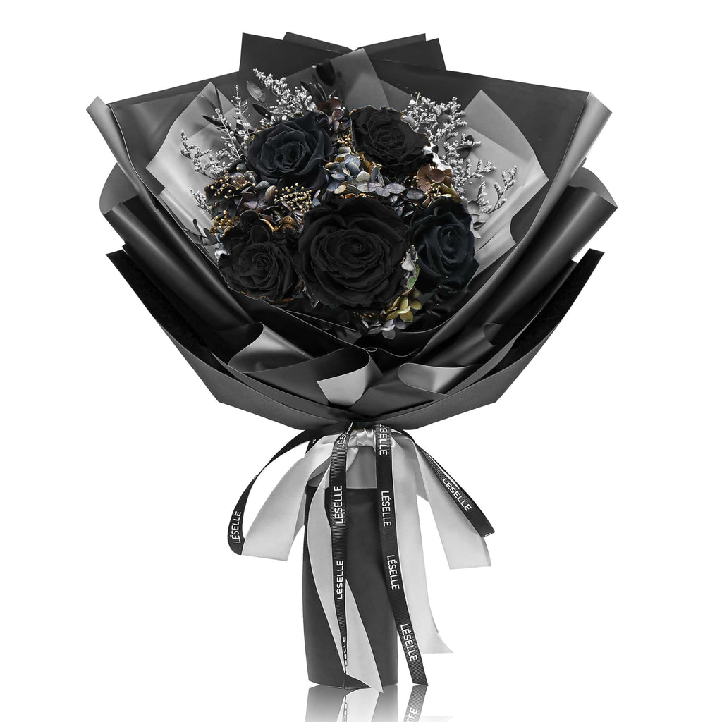 Preserved Flower Bouquet - Classic Black Roses - M