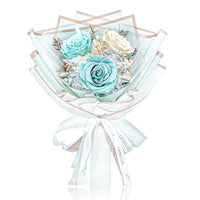 Preserved Flower Bouquet - Tiffany Blue & White Roses - S