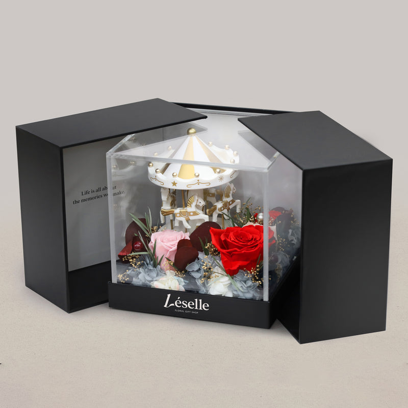The Carousel Music Garden - Classic Red Preserved Rose