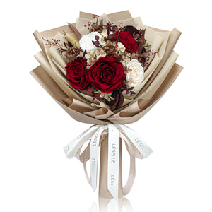 Preserved Flower Bouquet - Red & White Roses
