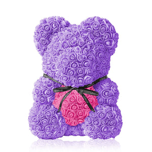 Handmade Rose Bear - Lavender